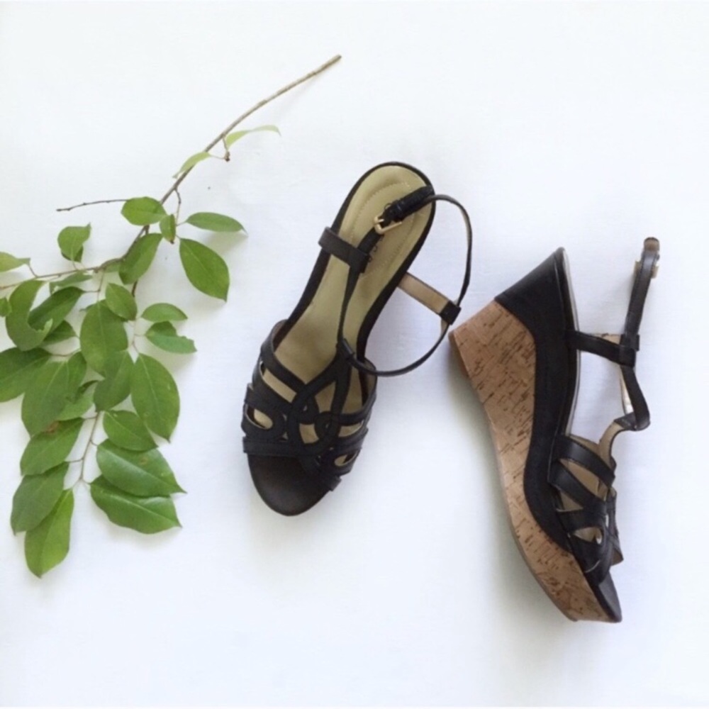 Guess Lattice Cork Wedge Sandals